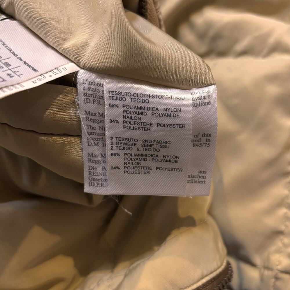 Max Mara Weekend Reversible Long Down Puffer Coat Tan & Mocha Brown Women's 10 - Picture 10 of 11